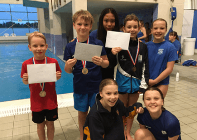 Young divers with medals and certificates