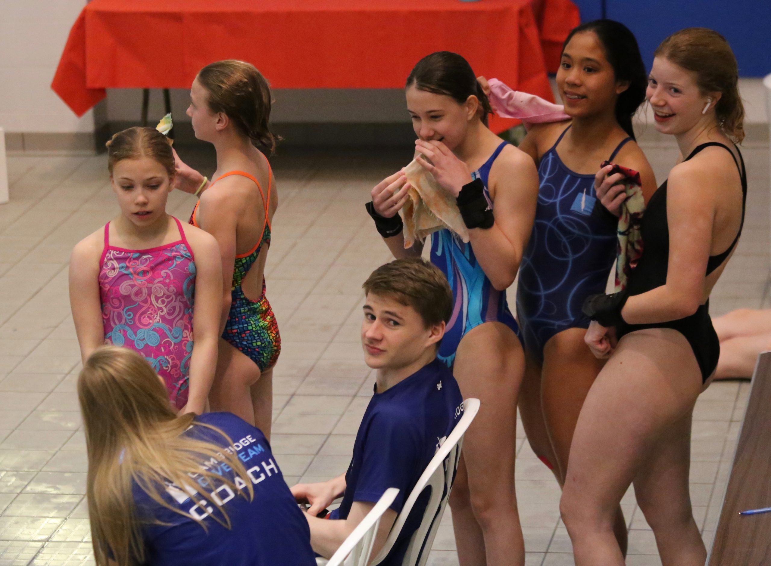 Diving competition Children divers waiting to dive